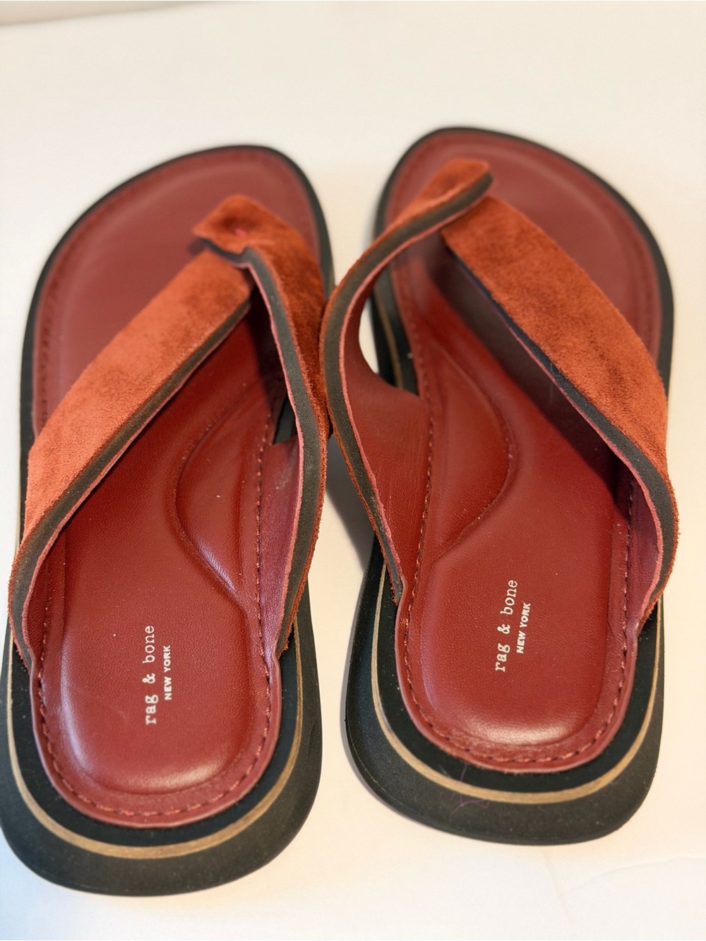 Rag & Bone Parker Suede Thong Sandals in Rust Size 37 NWT - Picture 3 of 6